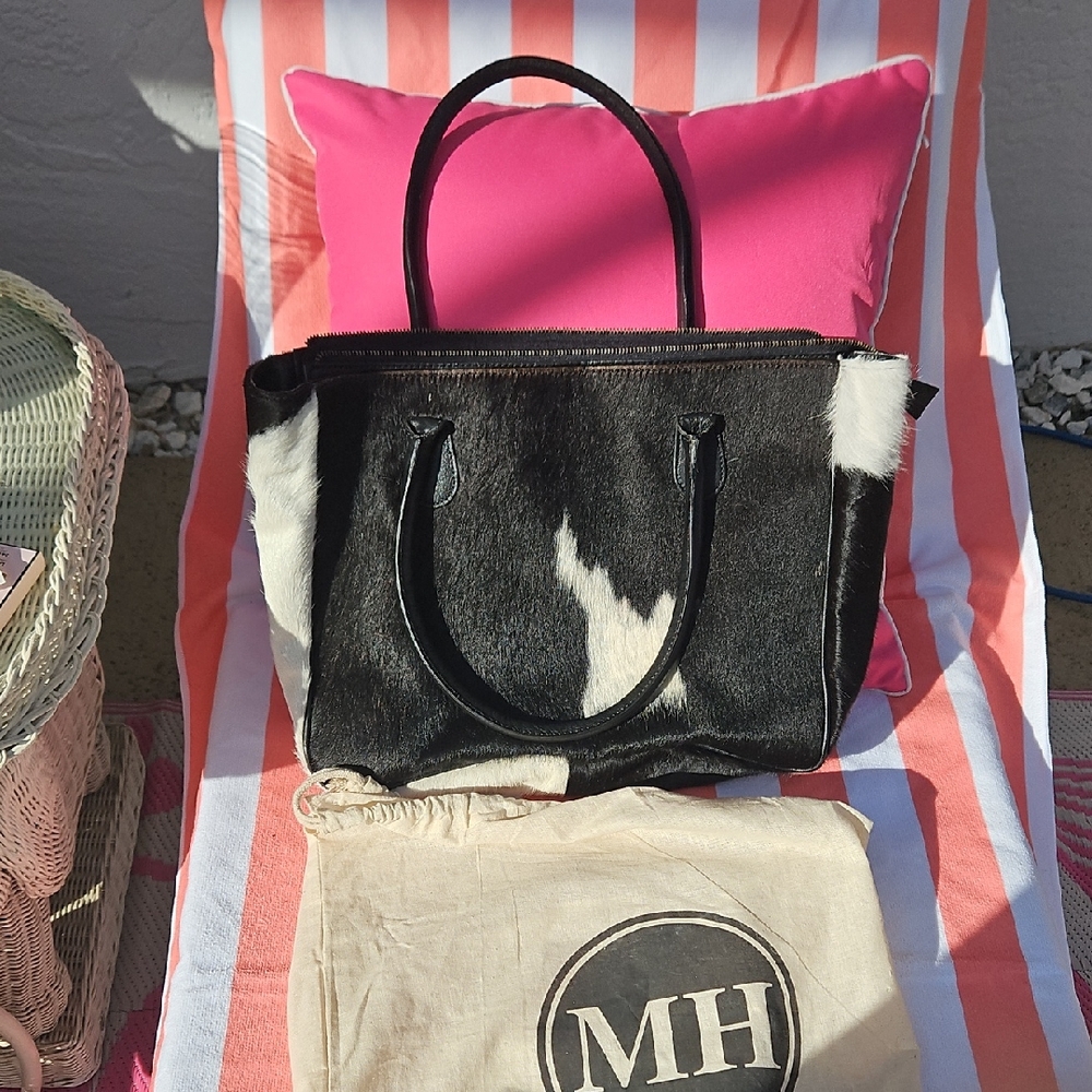 Black and White Cowhide Tote Bag